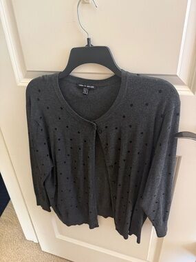 Cable & Gauge Charcoal Dot Knit Cardigan